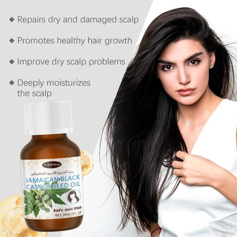WoodSleep Black Castor Hair Care Oil Nourishes Hair And Scalp Smoothing Repair Perm Essence Hair Care Oil