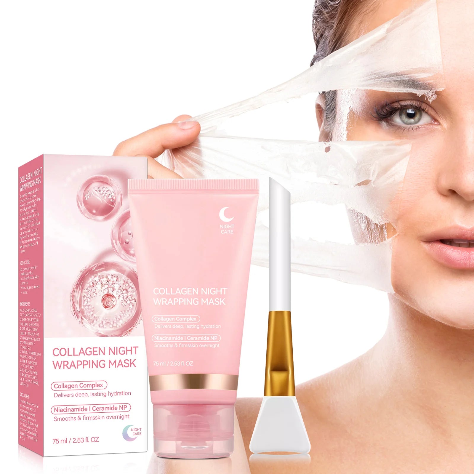 Collagen Night Wrapping MaskReduces Sagging & Dullness Hydrolyzed  Elasticity Hydration Skin Care for All Skin Types