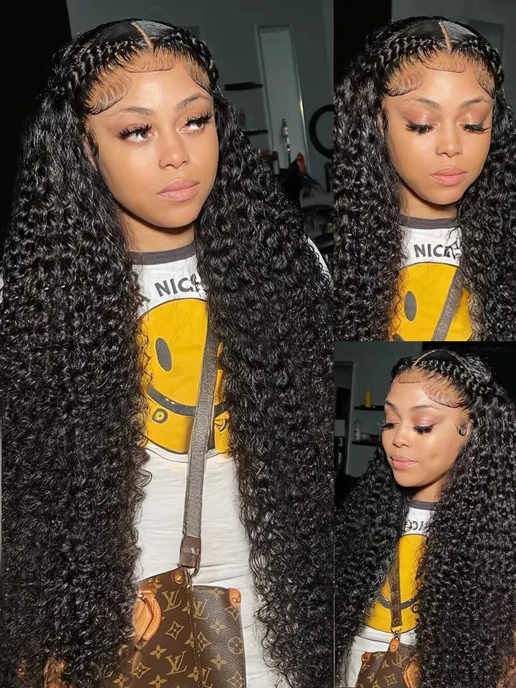 30 Inch 13x4 Deep Wave Lace Front Human Hair Wig Wave Curly Brazilian Pre Plucked Lace Frontal Wig