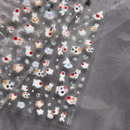 Halloween 5D Nail Art Stickers Sweet Pink Heart-Shaped Pumpkins Black Cat Bat Flocks Ghosts Skeleton Manicure Decal for Girls