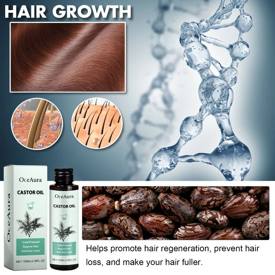 OceAura Castor Oil Moisturize And Strengthen Hair Care Solid Hair Thick Hair Care Oil