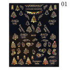 1PCS 3D Laser Snowflake Snowman Nail Stickers Winter Christmas Nail Art Decoration Gold Silver Christmas Tree Nail Art Stickers