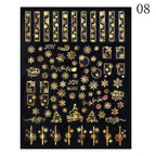 1PCS 3D Laser Snowflake Snowman Nail Stickers Winter Christmas Nail Art Decoration Gold Silver Christmas Tree Nail Art Stickers