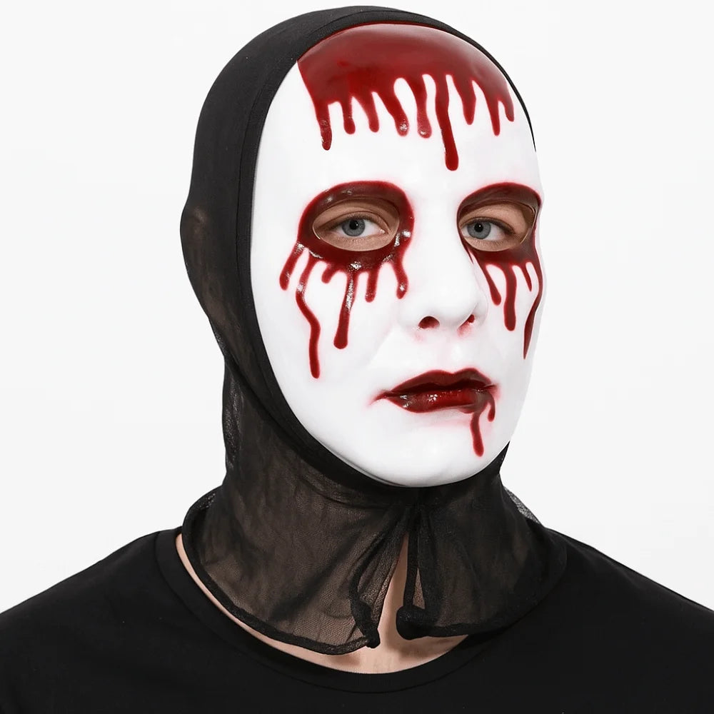 Scary Makeup Scary Look Halloween Mask Realistic Blood Plastic Party Costume Props Reusable Blood Scar Mask Theater Show