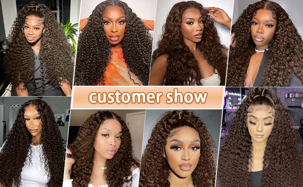 13x5 Chocolate Brown 13x6 HD Deep Wave Lace Frontal Wig 30 40 42 Inch 200% Wet And Wavy Colored Curly Lace Front Human Hair Wigs