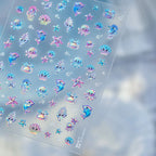 Halloween 5D Nail Art Stickers Sweet Pink Heart-Shaped Pumpkins Black Cat Bat Flocks Ghosts Skeleton Manicure Decal for Girls