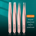 Precision Stainless Steel Tweezers For Eyebrow Hair Facial Hair Removal, Splinter, Blackhead Slant Tip Angle Tip Pointed Tip
