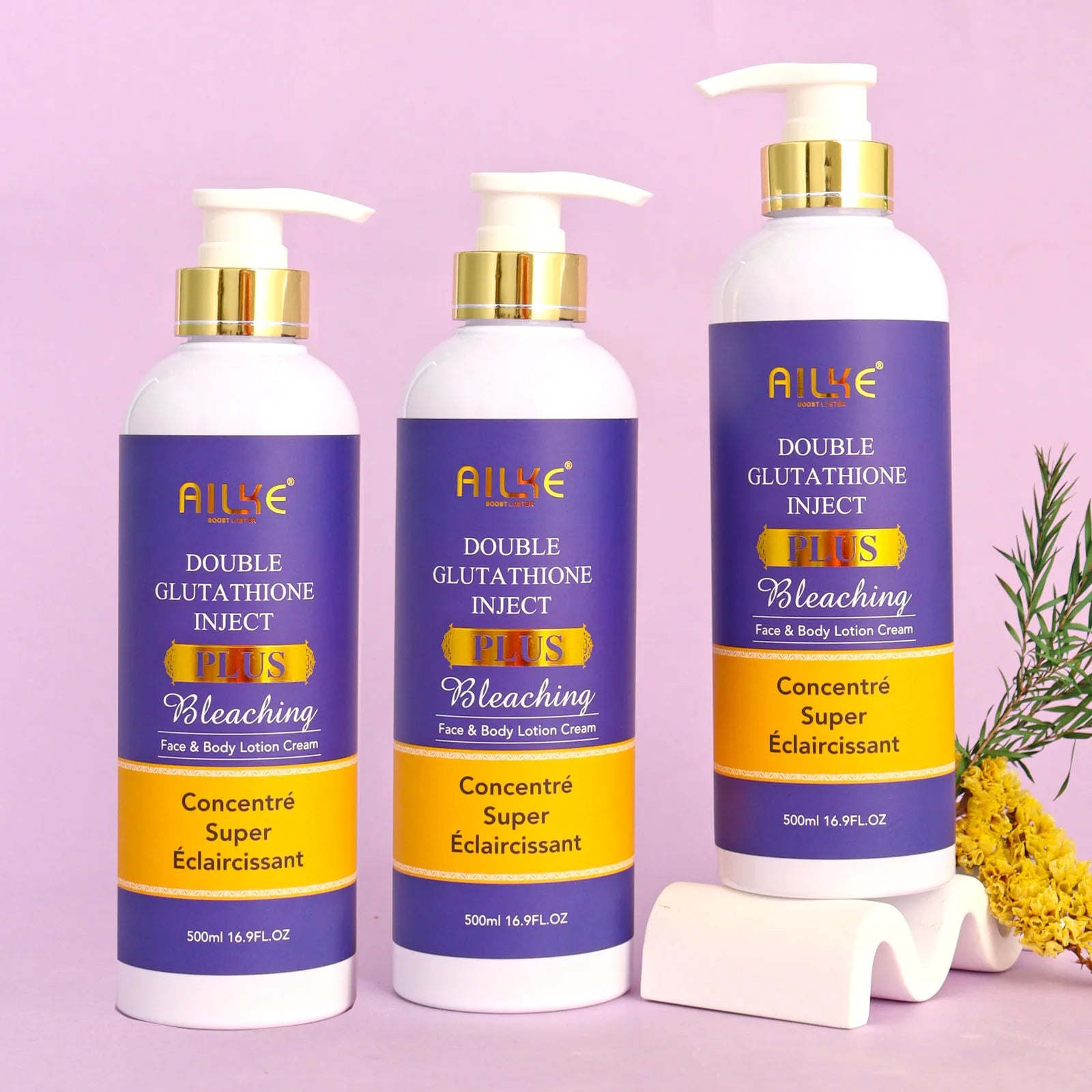 AILKE Glutathione PLUS Bleaching Skin Care Set, Moisturizing, Even Skin Tone, Improve Dark and Black Skin, Reduce Spots