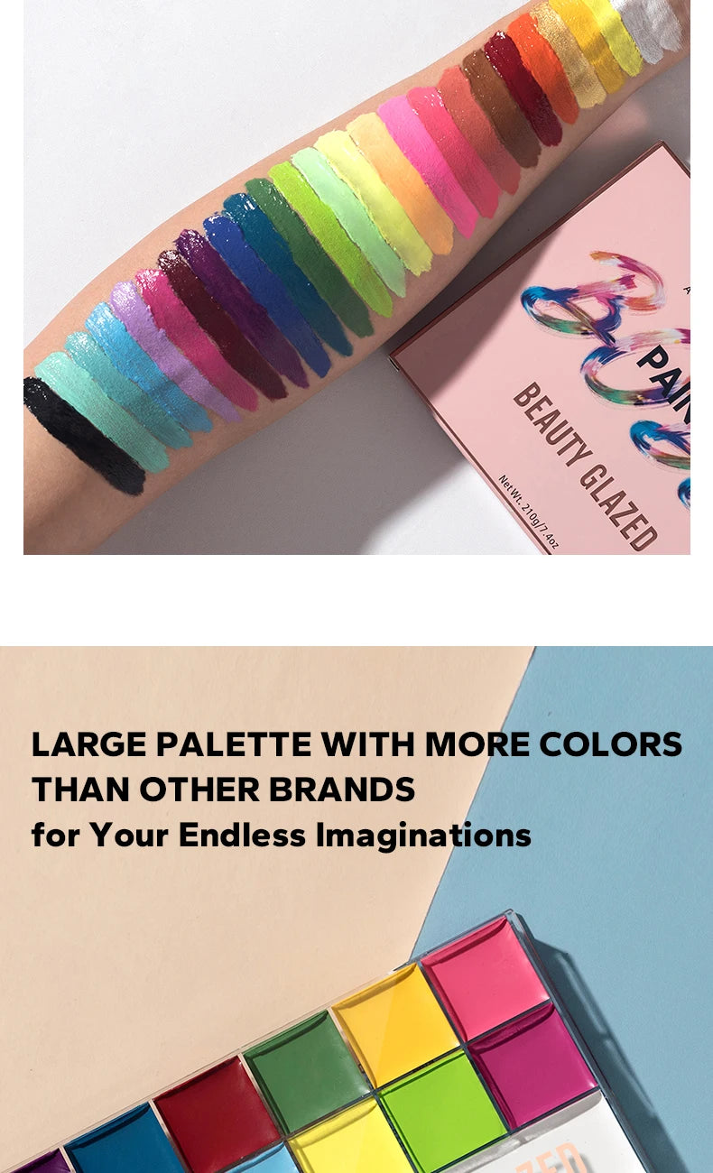 Halloween Face&Body Paint Tray,Rainbow Colorful Oil-Soluble Face Makeup Painting Palette for Festivals,Parties&Butterfly Makeup