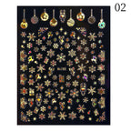 1PCS 3D Laser Snowflake Snowman Nail Stickers Winter Christmas Nail Art Decoration Gold Silver Christmas Tree Nail Art Stickers