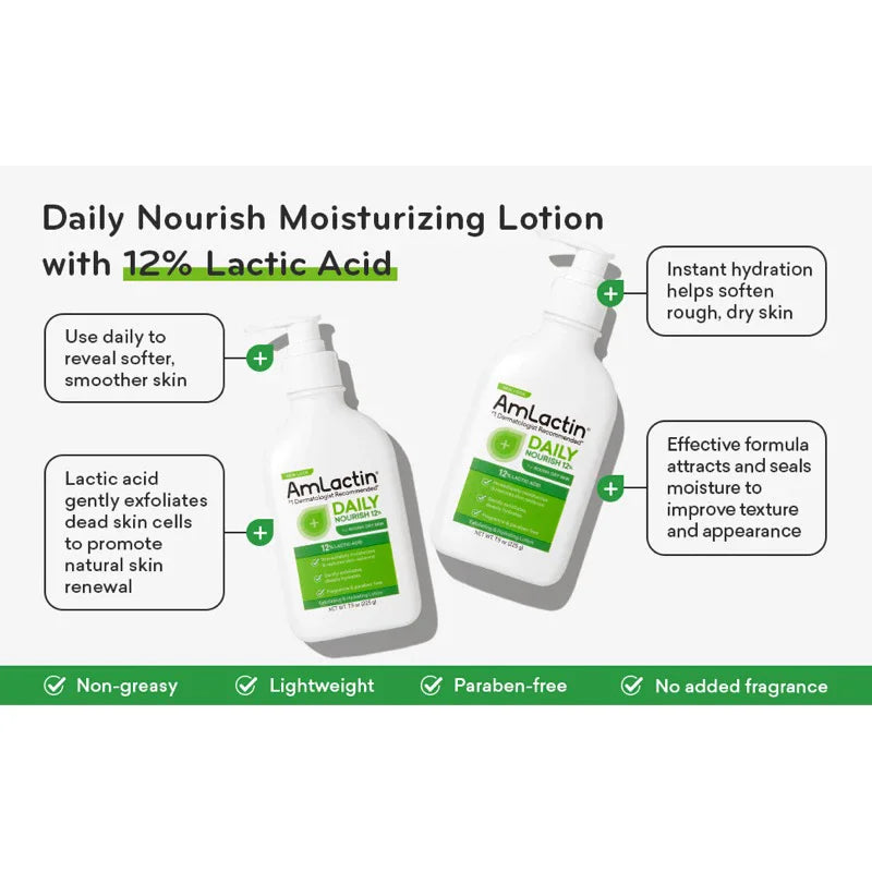 AmLactin Daily Moisturizing Body Lotion Nourish Lotion Hydrating Intensive Healing Nourish Lotion Smoothes Rough Dry Skin