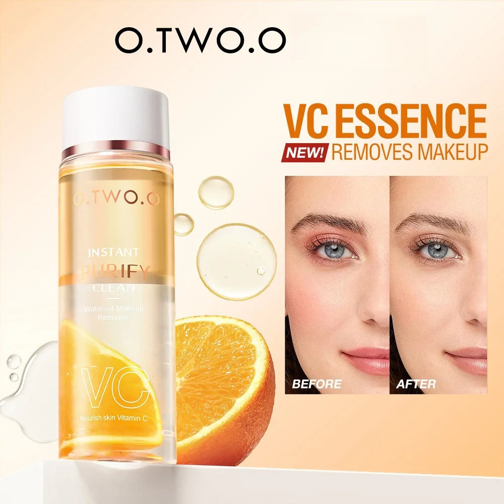 O.TWO.O Water-oil Makeup Remover VC Essense Deeply Cleanse Full Face Makeup Instant Purify Cosmetics Residual For All Skin Typle