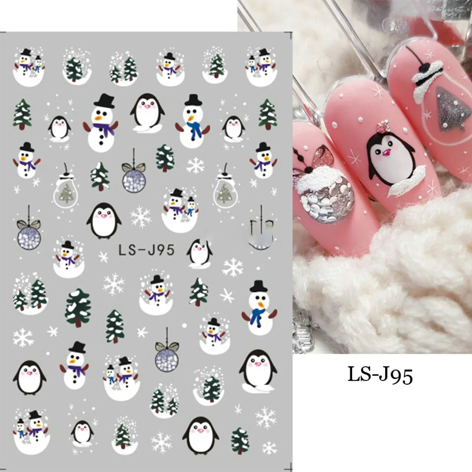 9 Sheets Christmas Nail Art Stickers Multi Pattern Christmas Snowflake Nail Art Stickers Suitable for Nails Art Decorations