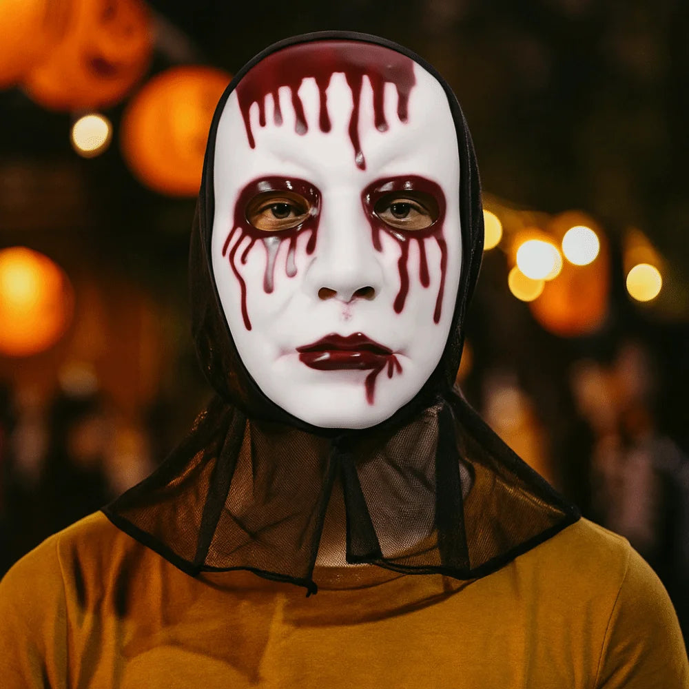 Scary Makeup Scary Look Halloween Mask Realistic Blood Plastic Party Costume Props Reusable Blood Scar Mask Theater Show