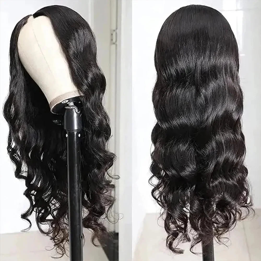 Upgrade V Part Body Wave Wig 200% Density 32 Inches Brazilian Glueless Wig 100% Human Hair Easy Install Natural Black Women Hair