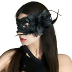 Halloween Mask Half Face Female Makeup Ball Party Lace Feather Adult Performance Prop