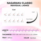 NAGARAKU 6 Cases Classic Mix Eyelash Extension Natural Soft Supplies Synthetic Mink Individual 7-15 Mix 16 Lines High Quality