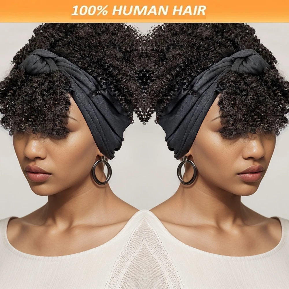 6inch Afro Kinky Curly Headband Wig 100% Human Hair Full Machine High Quality Brazilian Virgin Hair For Women Soft and Silky