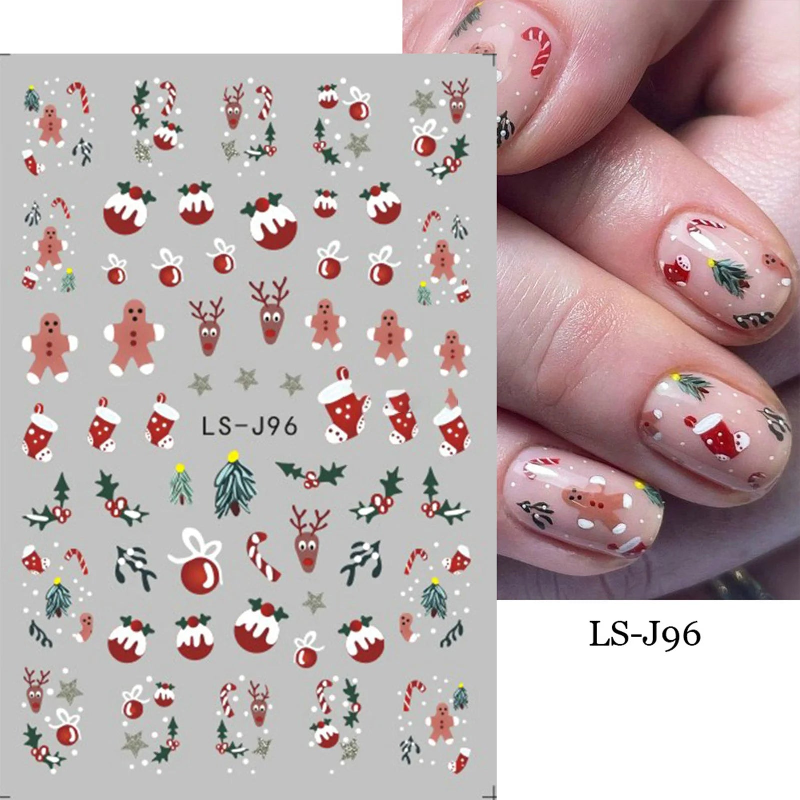 9 Sheets Christmas Nail Art Stickers Multi Pattern Christmas Snowflake Nail Art Stickers Suitable for Nails Art Decorations