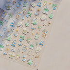 Halloween 5D Nail Art Stickers Sweet Pink Heart-Shaped Pumpkins Black Cat Bat Flocks Ghosts Skeleton Manicure Decal for Girls