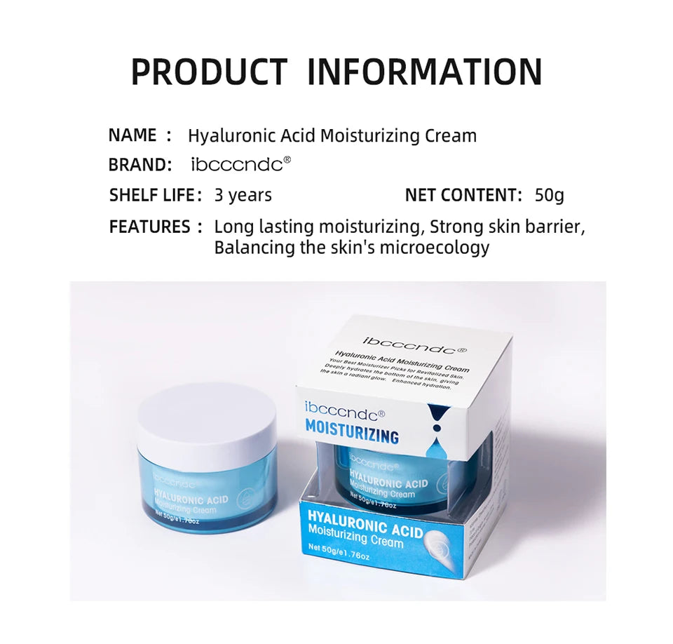 Hyaluronic Acid Hydrating Water Gel/Moisturizing Facial Cream Daily Face Moisturizer for Dry Skin Improve Dryness 50g