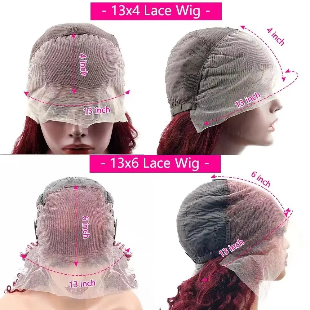 100%  Human Hair Wigs 99J Body Wave wigs 13x4 13x6 HD Lace Frontal Wigs  200 Density Transparent Lace Wigs Suit Any Color Skin .