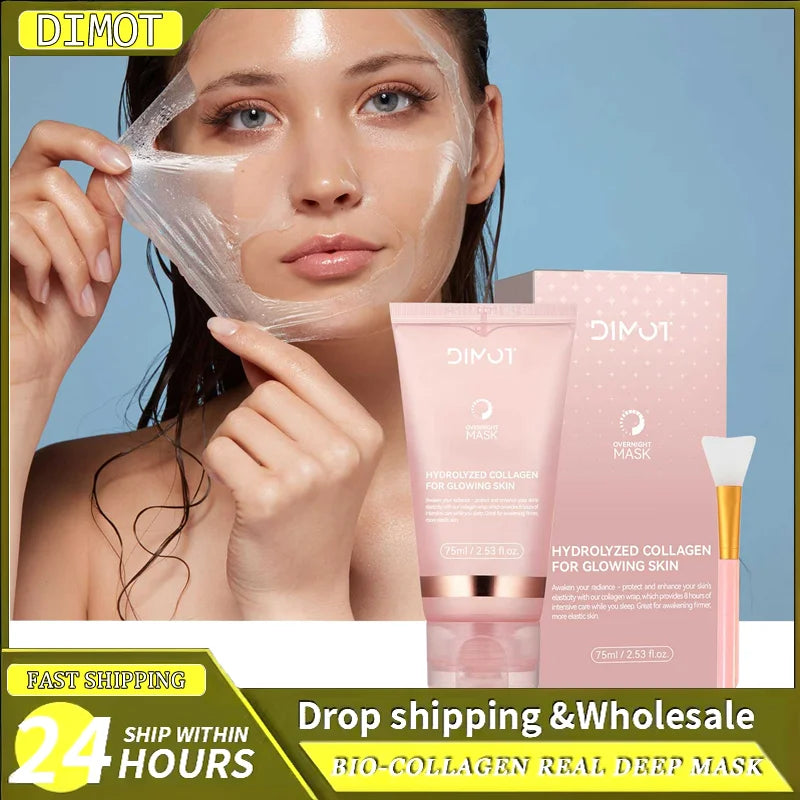 Collagen Night Wrapping MaskReduces Sagging & Dullness Hydrolyzed  Elasticity Hydration Skin Care for All Skin Types