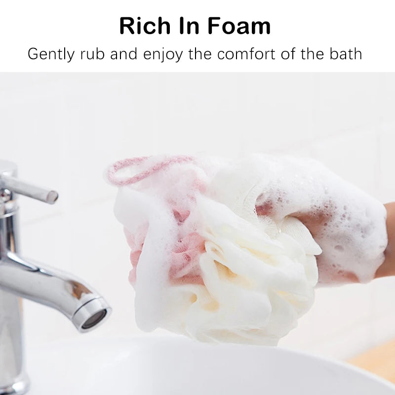 Soft Mesh Bath Lace Balls Skin Cleaning Brush Shower Puff Body Cleaner Exfoliating Scrubbers Bath Flower Bathing Accessories