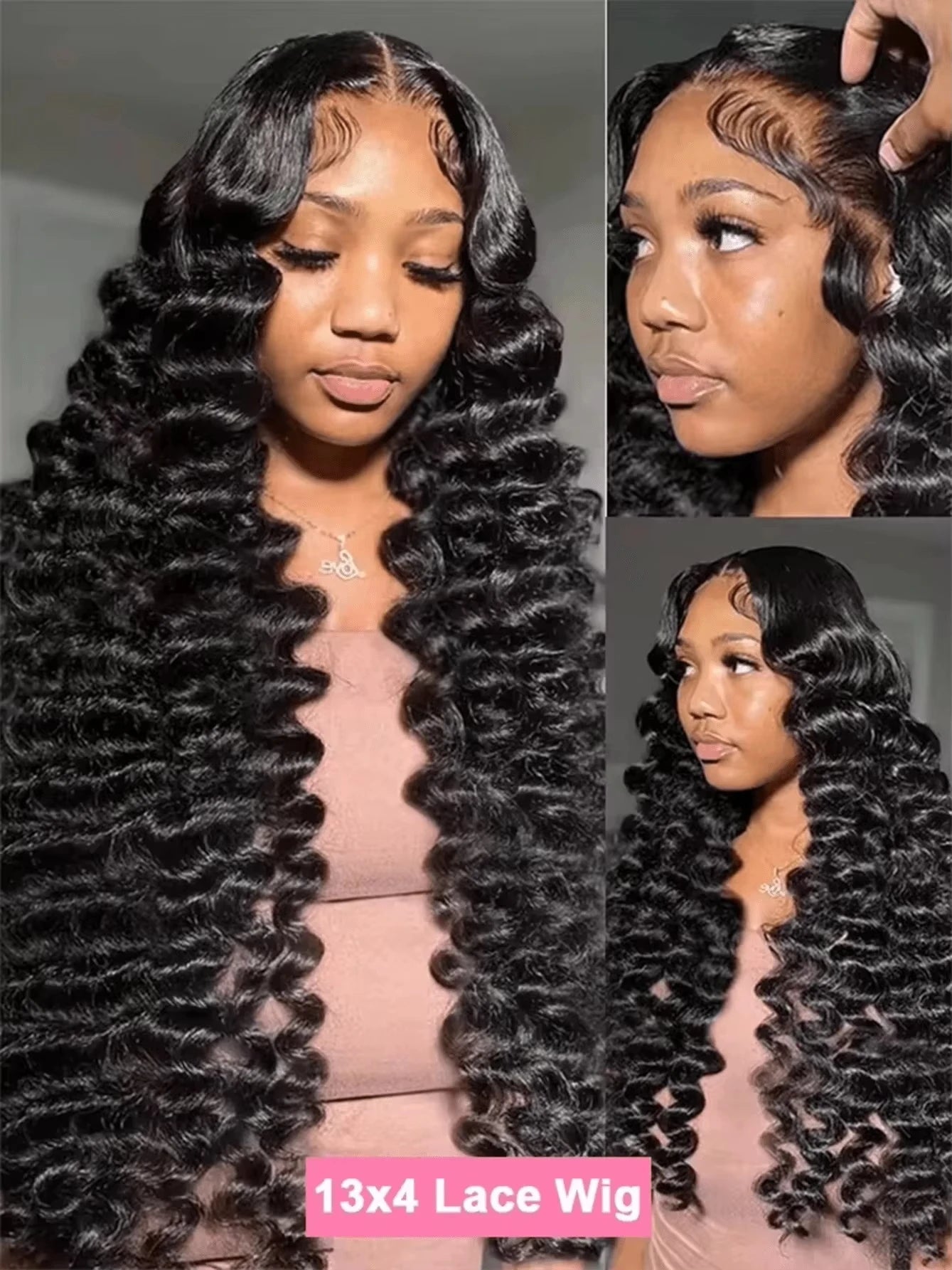30 Inch 13x4 Deep Wave Lace Front Human Hair Wig Wave Curly Brazilian Pre Plucked Lace Frontal Wig