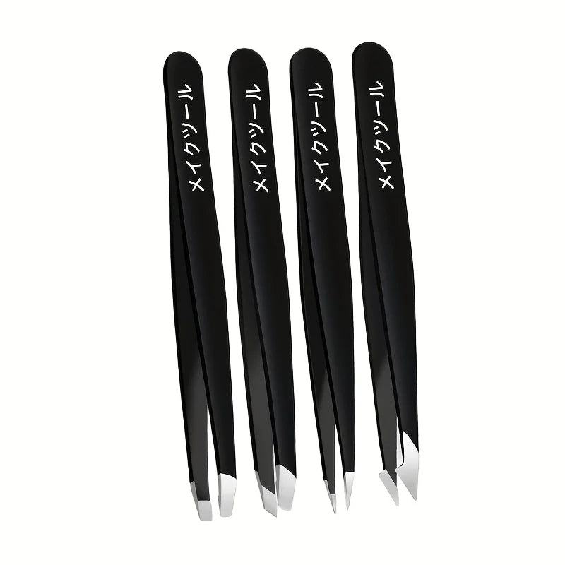 Precision Stainless Steel Tweezers For Eyebrow Hair Facial Hair Removal, Splinter, Blackhead Slant Tip Angle Tip Pointed Tip