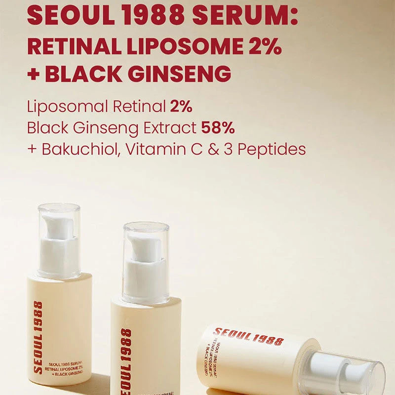 Korean Skin Care Seoul 1988 Vitamin C Wrinkle Care 4% Retinol Ginseng Serum Firm Fine Lines Eye Cream  Moisturizing Brighten Set