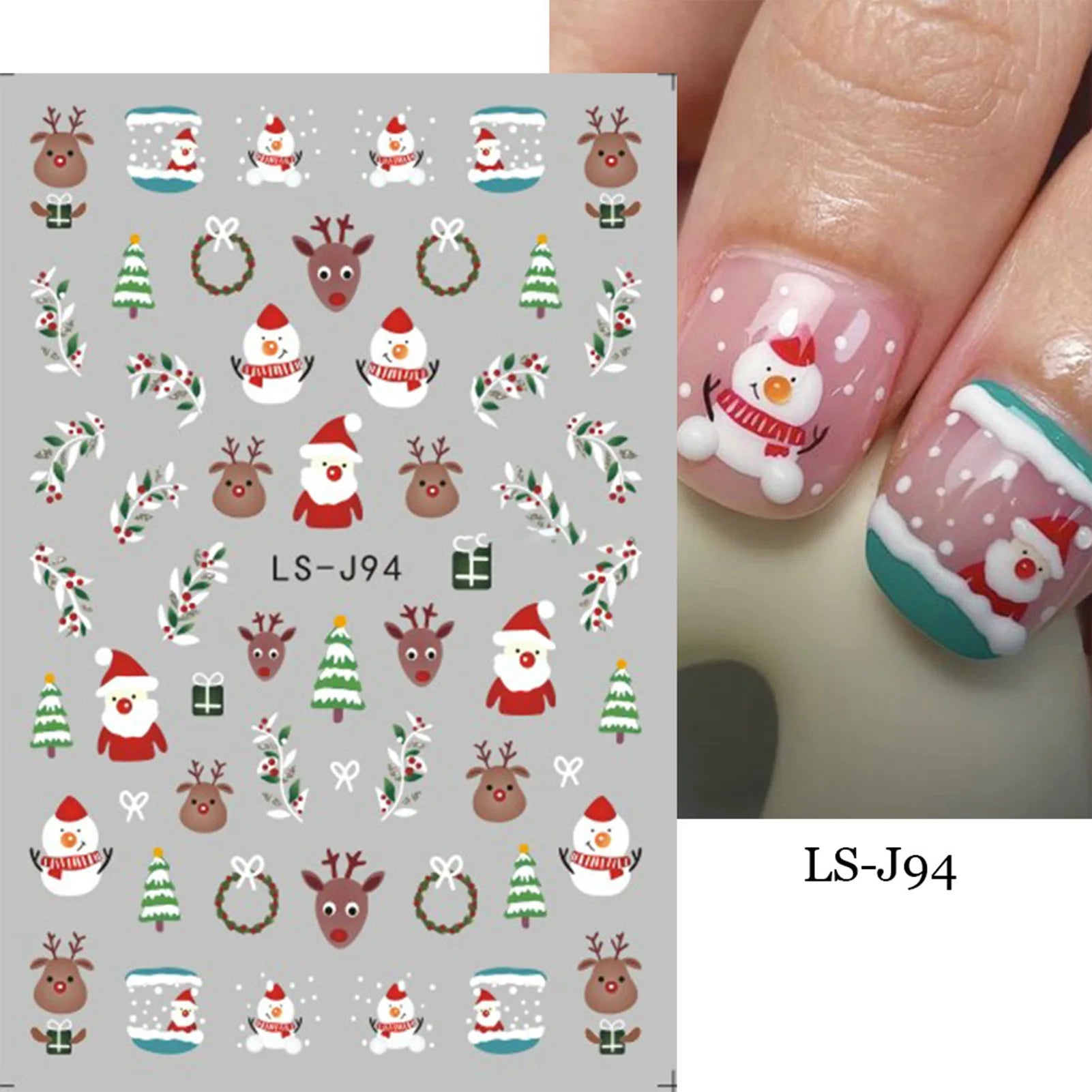 9 Sheets Christmas Nail Art Stickers Multi Pattern Christmas Snowflake Nail Art Stickers Suitable For Diy Nails Art Decorations