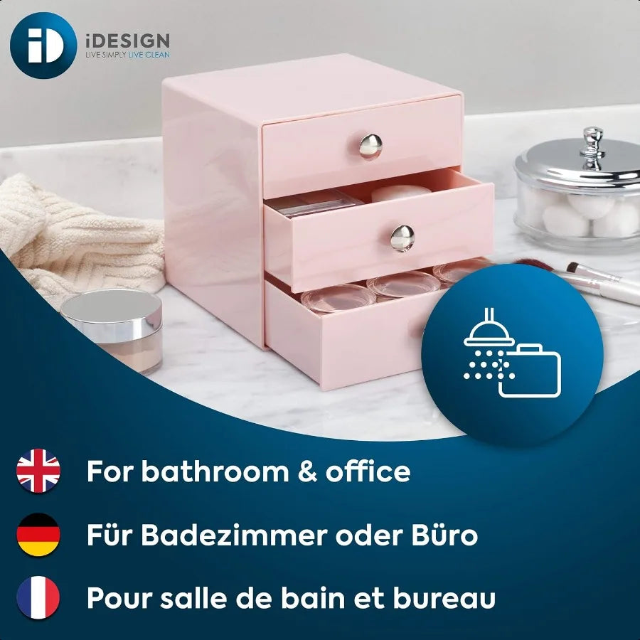iDesign Plastic 3Drawer Jewelry Box Compact Storage Organization Drawers Set for Cosmetics Dental Supplies Hair Care Bathroom O