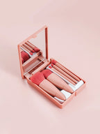 Mini Portable Box 5 Travel Makeup Brushes Complete Set With Small Mirror Eye Shadow Foundation Make-Up Powder Eyebrow Brush