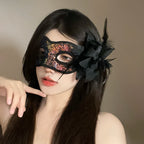 Halloween Mask Half Face Female Makeup Ball Party Lace Feather Adult Performance Prop