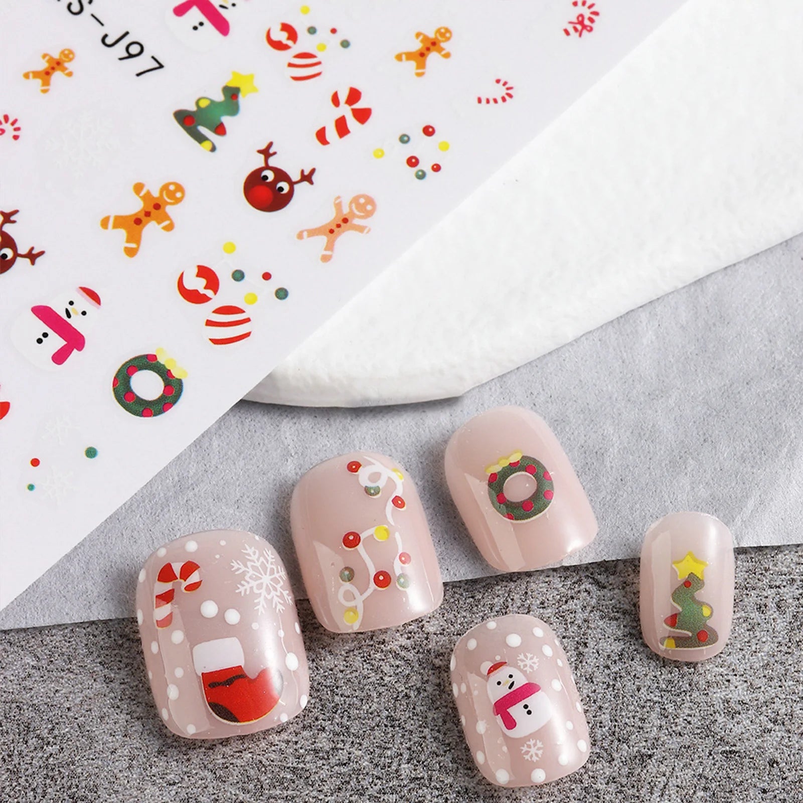 9 Sheets Christmas Nail Art Stickers Multi Pattern Christmas Snowflake Nail Art Stickers Suitable for Nails Art Decorations