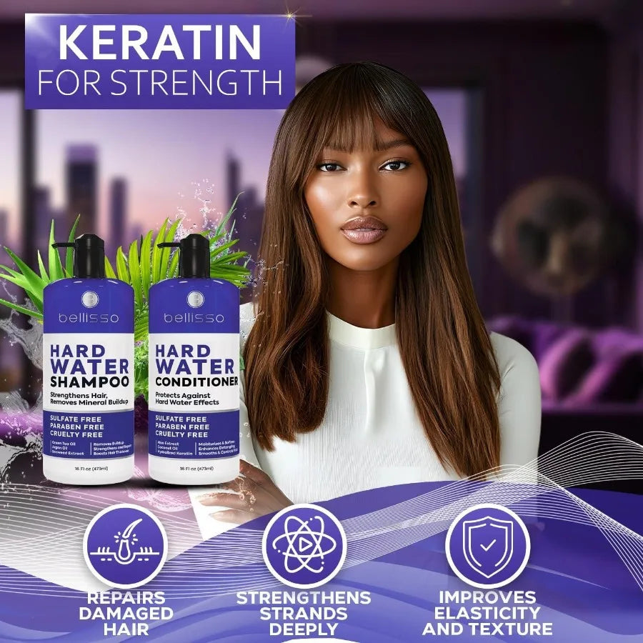 Hard Water Shampoo and Conditioner Set Sulfate Free Hair Care Products for Women and Men Moisturizing Treatment with Chelating