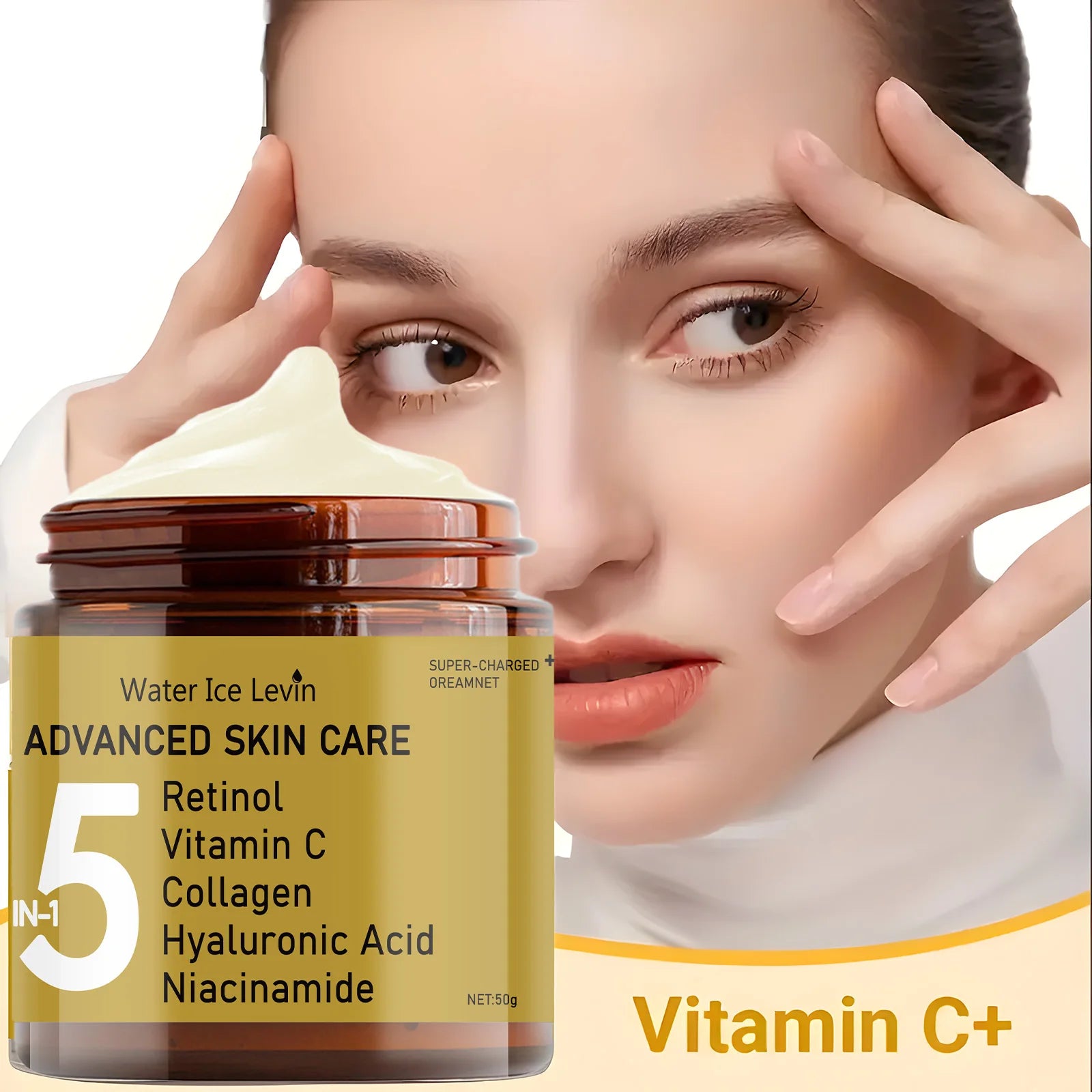 Facial Cream Contains Hyaluronic Acid, Collagen, Retinol and Niacinamide Moisturizes and Nutrition, Soft, Elasticity, and Energetic Skin