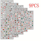 9 Sheets Christmas Nail Art Stickers Multi Pattern Christmas Snowflake Nail Art Stickers Suitable For Diy Nails Art Decorations