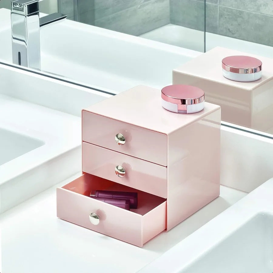 iDesign Plastic 3Drawer Jewelry Box Compact Storage Organization Drawers Set for Cosmetics Dental Supplies Hair Care Bathroom O