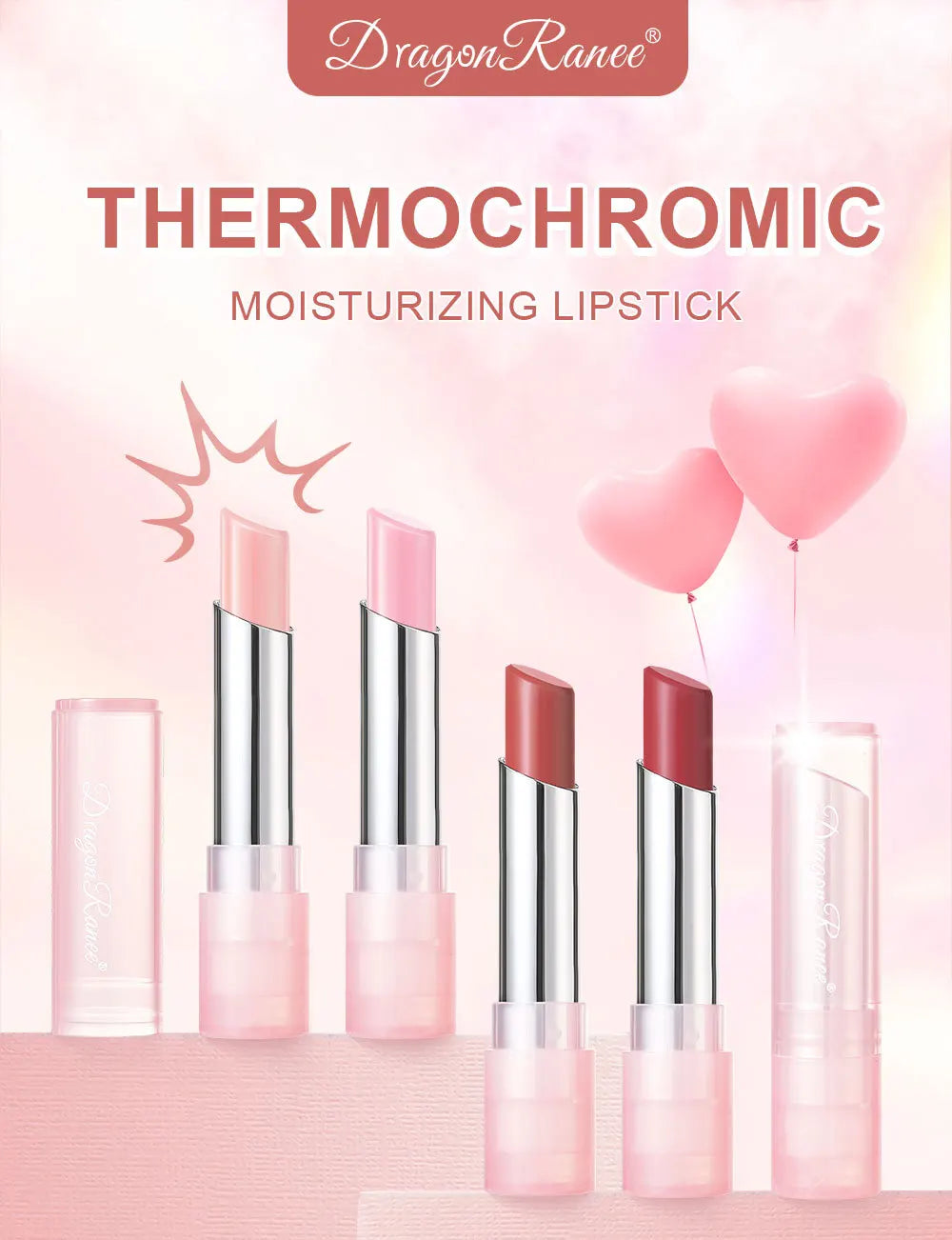 Cute Pink Moisturizing Jelly Lipstick - Temperature Change Lip Balm with Long Lasting Nourishment for Lip Care Lip Gloss
