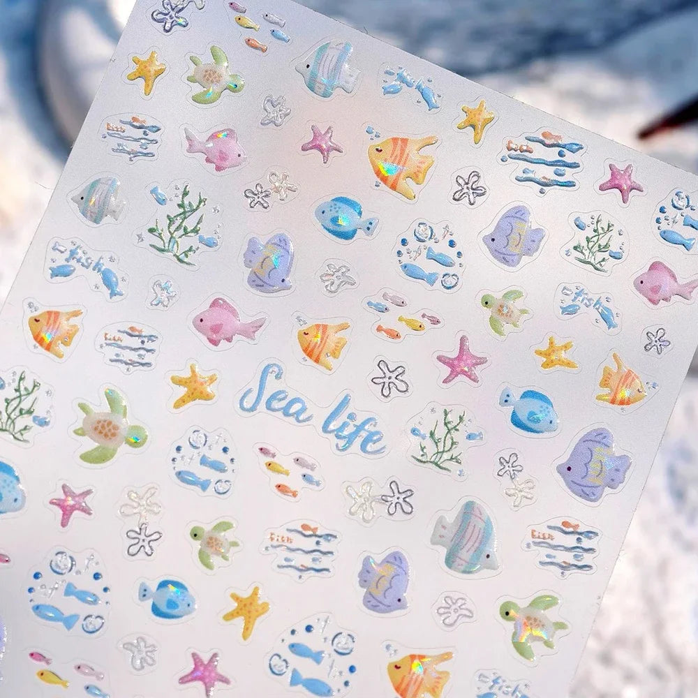 Halloween 5D Nail Art Stickers Sweet Pink Heart-Shaped Pumpkins Black Cat Bat Flocks Ghosts Skeleton Manicure Decal for Girls