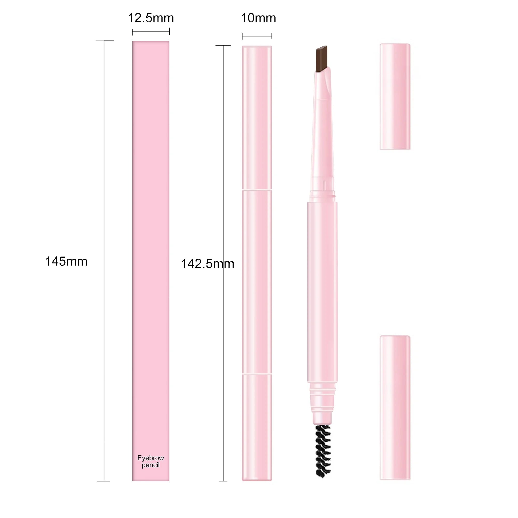 Eyebrow Pencil Waterproof Natural Long Lasting Smooth Blendable High Pigment Brow Pencil Eye Makeup Pink Box Custom Logo 10pcs