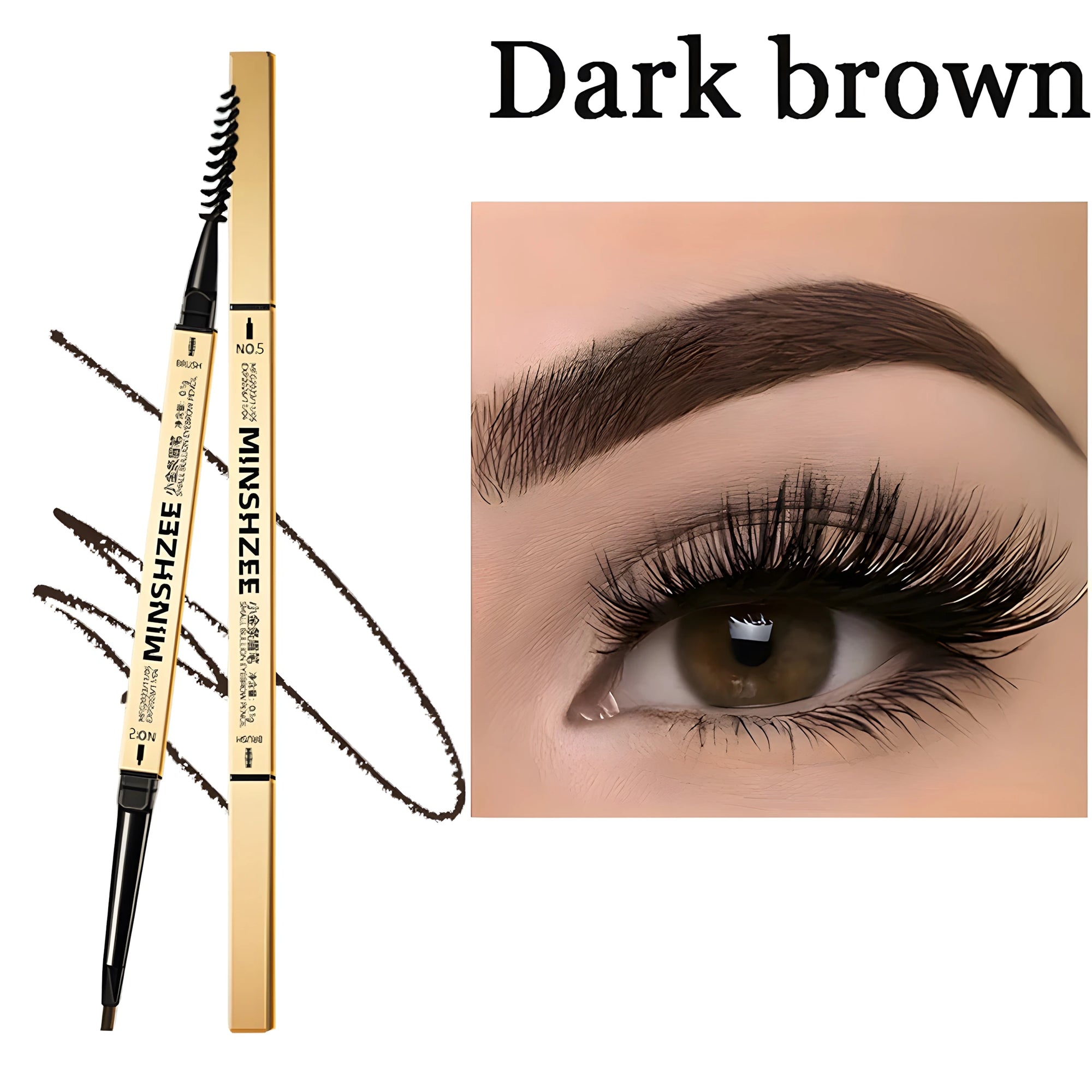 Double headed eyebrow pencil, extremely fine, waterproof, sweat resistant, and long-lasting