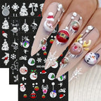 1/2PC 5D Christmas Santa Claus Elk Nail Art Stickers Snowflake New Year Cartoon Nail Decor Decals Xmas Adhesive Manicure Sliders