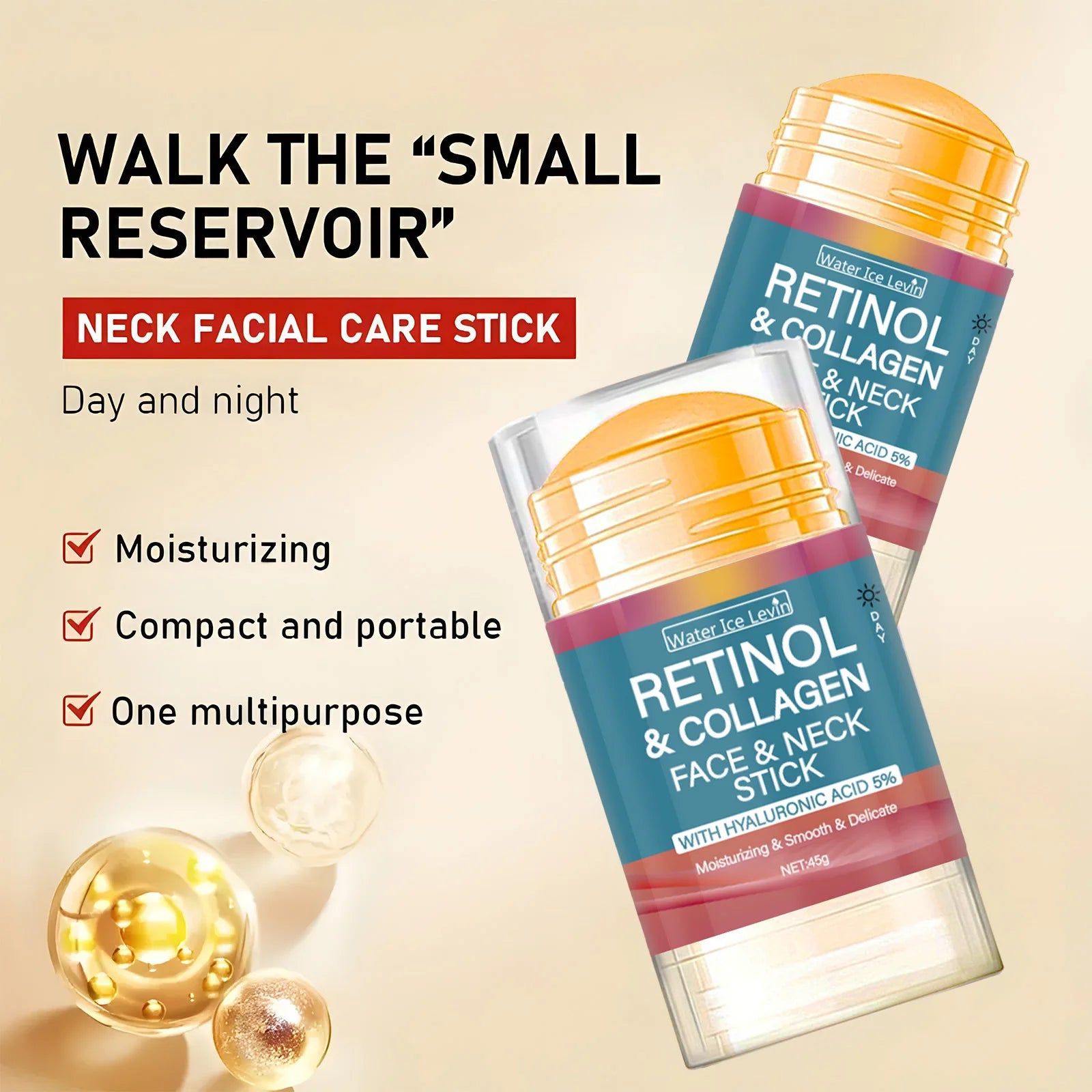Retinol Face and Neck Treatment Bar with Firming Elasticity Improve Loose Skin Lotion Moisturizes and brightens skin