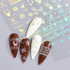 1PCS 3D Laser Snowflake Snowman Nail Stickers Winter Christmas Nail Art Decoration Gold Silver Christmas Tree Nail Art Stickers