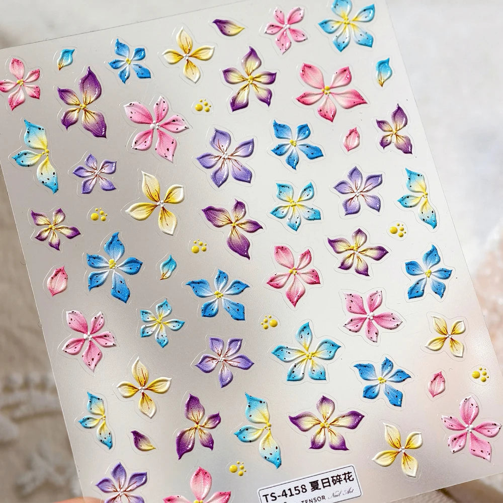 Halloween 5D Nail Art Stickers Sweet Pink Heart-Shaped Pumpkins Black Cat Bat Flocks Ghosts Skeleton Manicure Decal for Girls