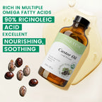 PHATOIL 236ml/118ml Organic Castor Oil,Cold Pressed Unrefined Essential Oil For Hair Care Eyelash & Nail Growth Moisturizes Skin