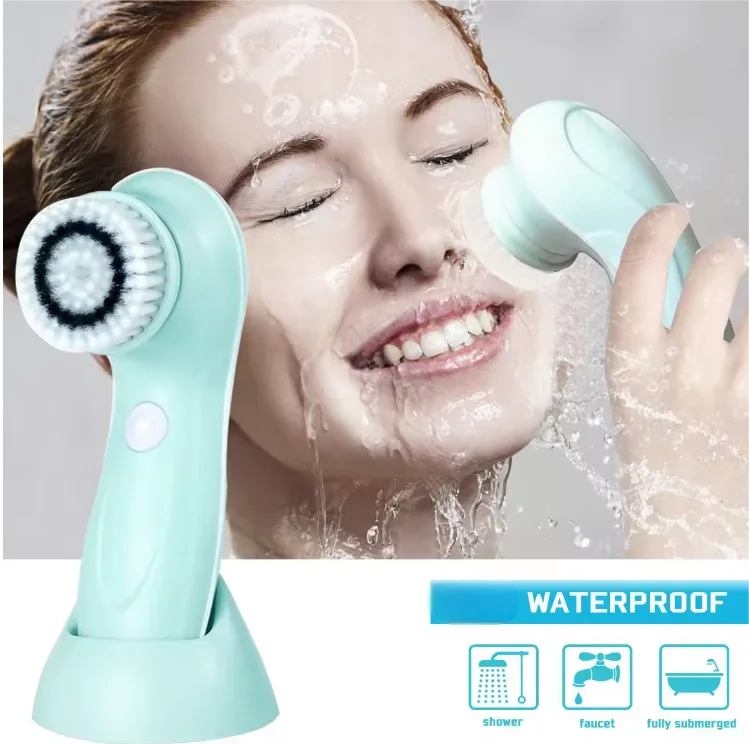 Facial Cleansing Brush Face Scrubber Electric Exfoliating Spin Cleanser Device Waterproof Deep Cleaning Massage Remove Blackhead